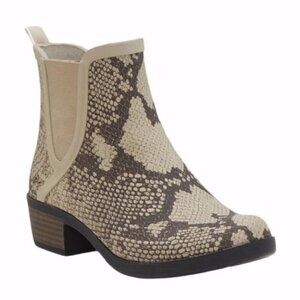 LUCKY Brand "Basel H2O" Rain Boot Womens New Block Heel Snake Print